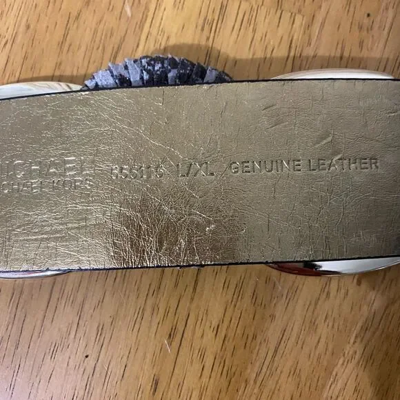 Michael Kors Gray Snakeskin-Print Leather Belt with Gold Hardware - Picture 7 of 9